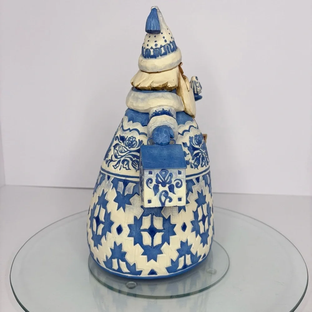 Jim Shore Heartwood Creek Blue Quilt Santa Figurine 11.5” 2004 Enesco Tags
